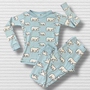 Monica + Andy Organic Cotton Polar Bear Long Jon Pajamas Blue Size 8 GOTS